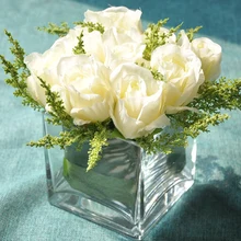 Миз дома цельнокроеное платье маленькая голова искусственные розы Стекло прозрачная ваза набор для Бюро Одежда высшего качества цветок набор
