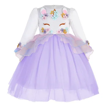 

Fashion New Girls Dress Unicorn Costumes for Baby Kid Birthday Party Cosplay Princess Long Sleeve Cute Kids Dresses for Girls
