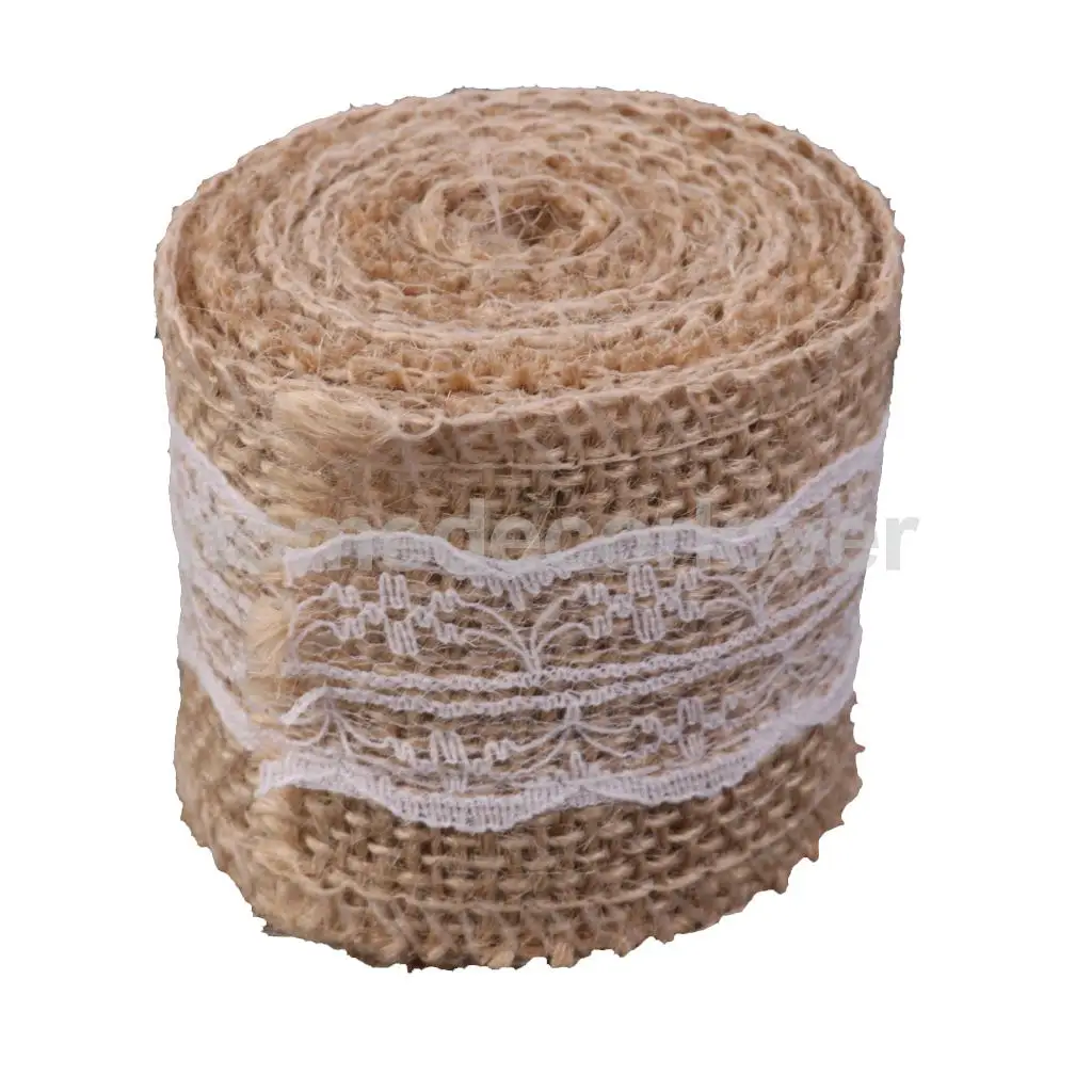 2M Natural Jute Burlap Hessian Ribbon Lace Trims Tape Rustic Wedding Decor | Дом и сад