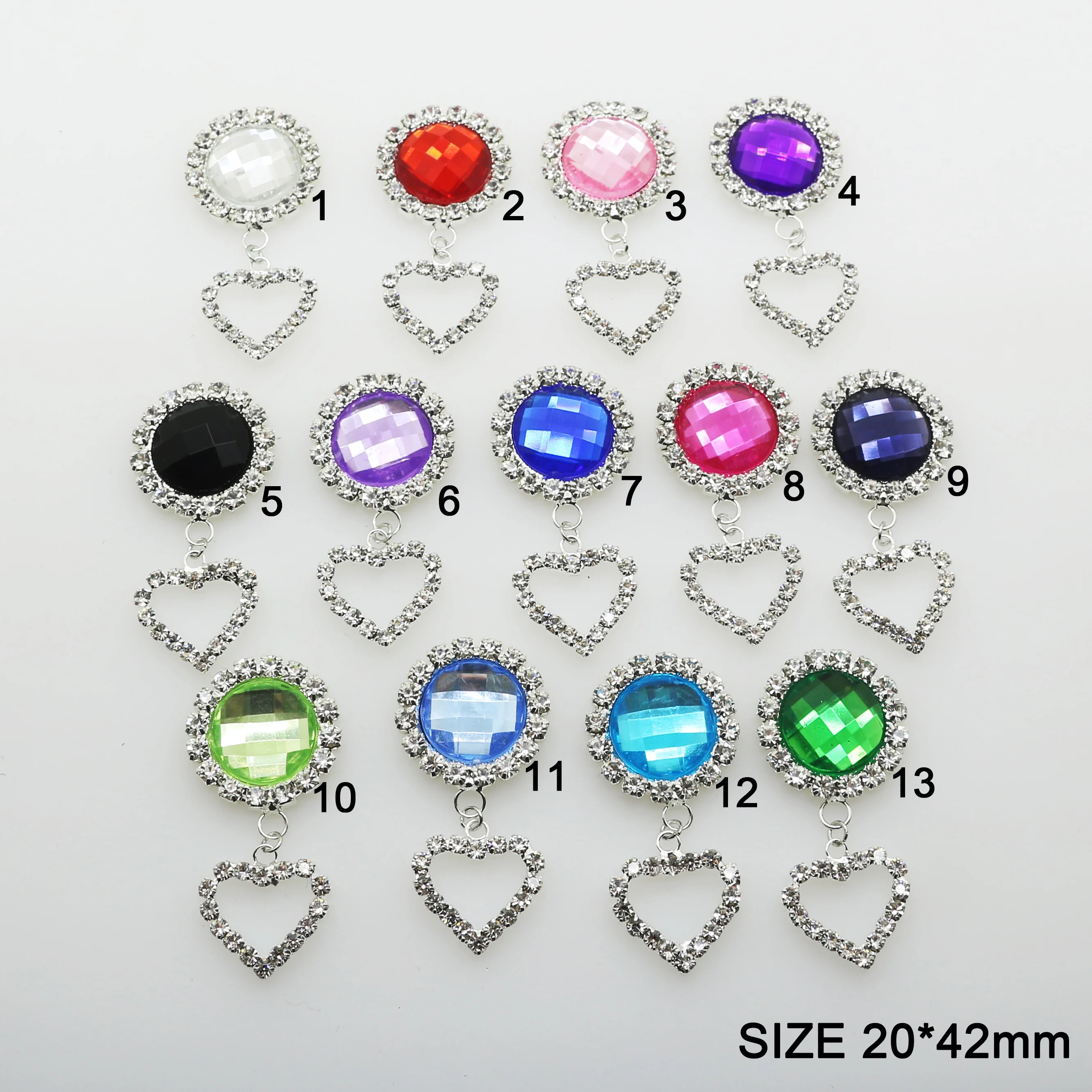 

New 2019 5Pcs/Lot 20*42mm Heart shaped Flatback Brooch Buttons Diy Accessories Wedding party Handwork Button Decoration Mix Colo