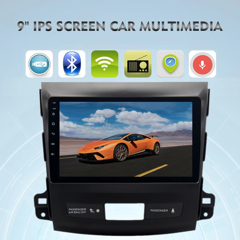 Discount 9" IPS 1Din Car Radio Android 9.0 for Mitsubishi Outlander Multimedia 2007 2008 2009 2010 2011 GPS Auto Stereo DPS Optional 1