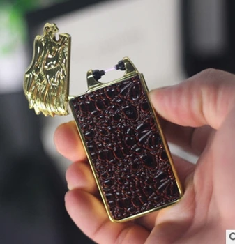 

High Quality Carved Dragon Pattern with PU Cover Pulsed ARC Windproof Electronic Rechargable USB Flameless lighter