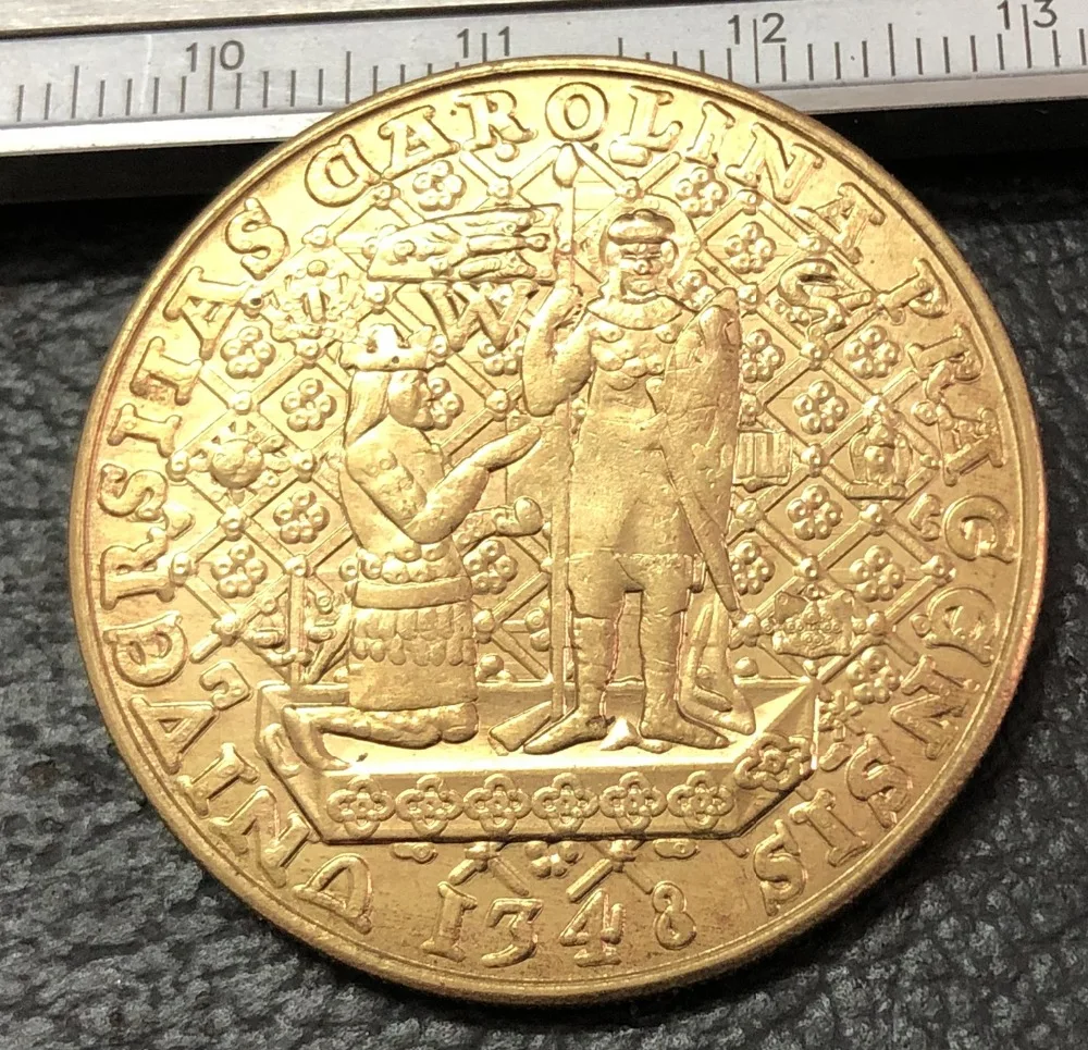 1978 Exonumia*-слиток-Чехословакия 5 Dukatu Charles IV Gold Token Copy