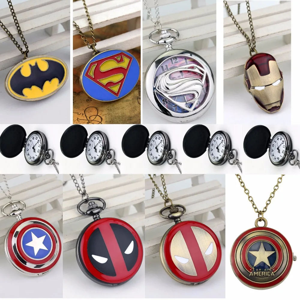

New Captain America Icon Quartz Pocket Watch Star Pendant Necklace Chain For Men Women Children Chirstmas Gifts Free Shipping
