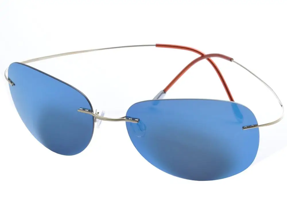 DEDING мужские титановые поляризованные солнцезащитные очки без оправы, большие линзы, супер светильник, оправа, солнцезащитные очки, зеркальные очки с УФ-защитой DD1357 - Цвет линз: ice blue lens gold