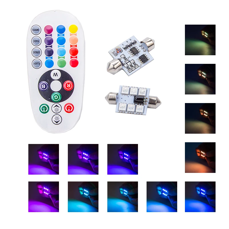Car Remote Rgb Control 31mm 36mm 39mm 41mm Festoon Dome C5w Led 12v