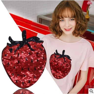 

High-end beads embroidery patch stickers clothing accessories Sequin cloth clothes bag diy decorative Strawbe pattern stickers