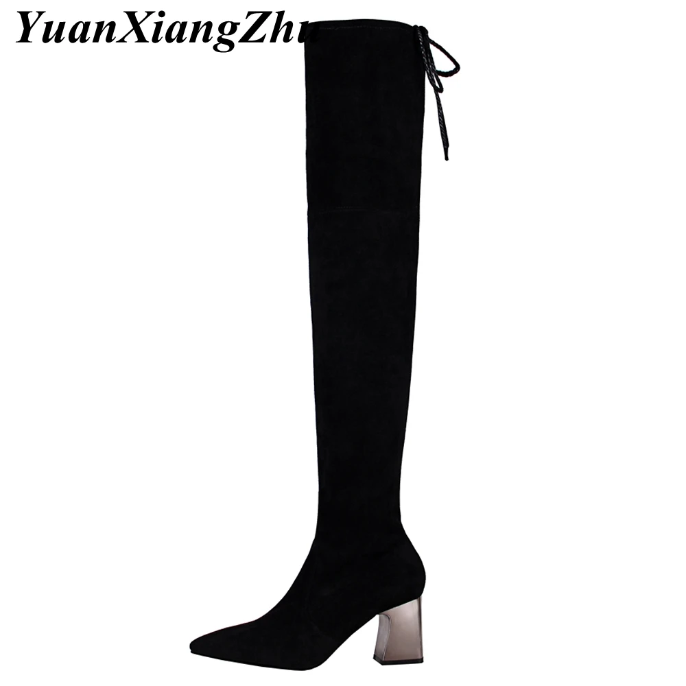 

Women's Boot Thigh Boots Female Winter Boots Women Over the Knee Boots 2018 Sexy High Heels Shoes Woman Winter Warm Black Shoes