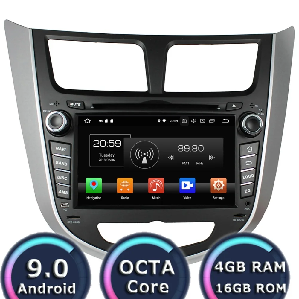 Roadlover Android 9 0 автомобильный DVD-плеер видео для Hyundai Verna Accent Solaris 2011-2012 Стерео GPS