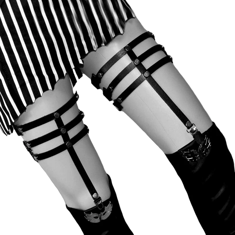 

Sexy Studded metal Garters Rivet Punk Goth Harajuku Style Handmade Garter Belt Leg Ring for Women Gift One Adjust able Free Size
