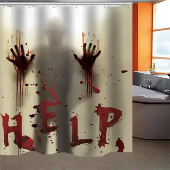 

Halloween Bloody Hands Shower Curtain Bathroom Waterproof Shower Curtain Help Me Bath Curtains Bathroom Use, free shipping