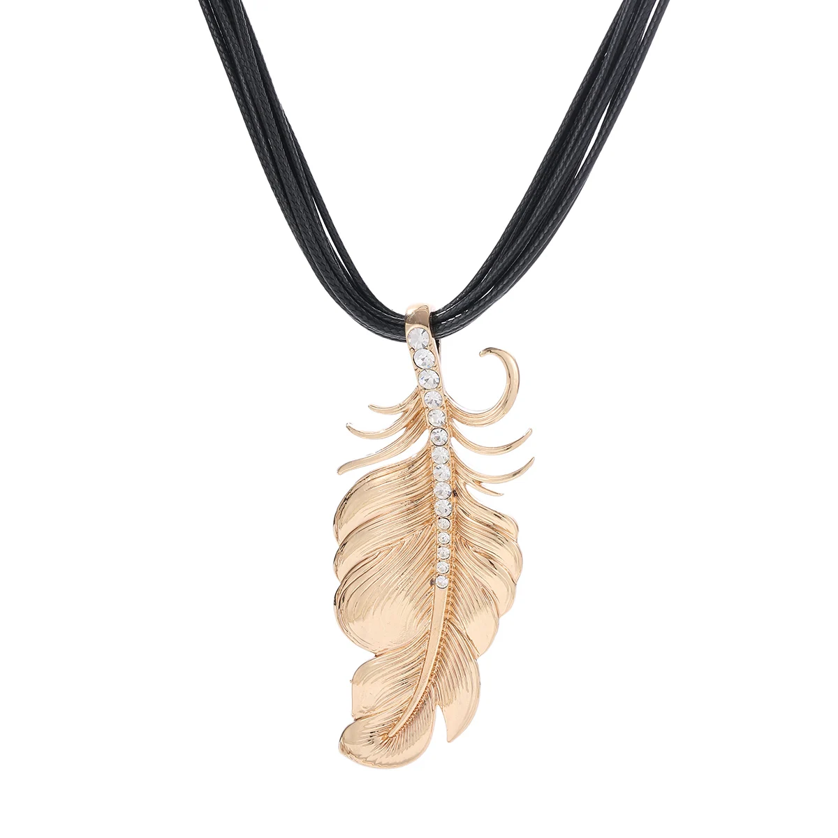 

Simple Leaf Pendant Necklace Feather Shape Long Sweater Chain Statement Jewelry Layered Necklace for Women 2019 Party Gift