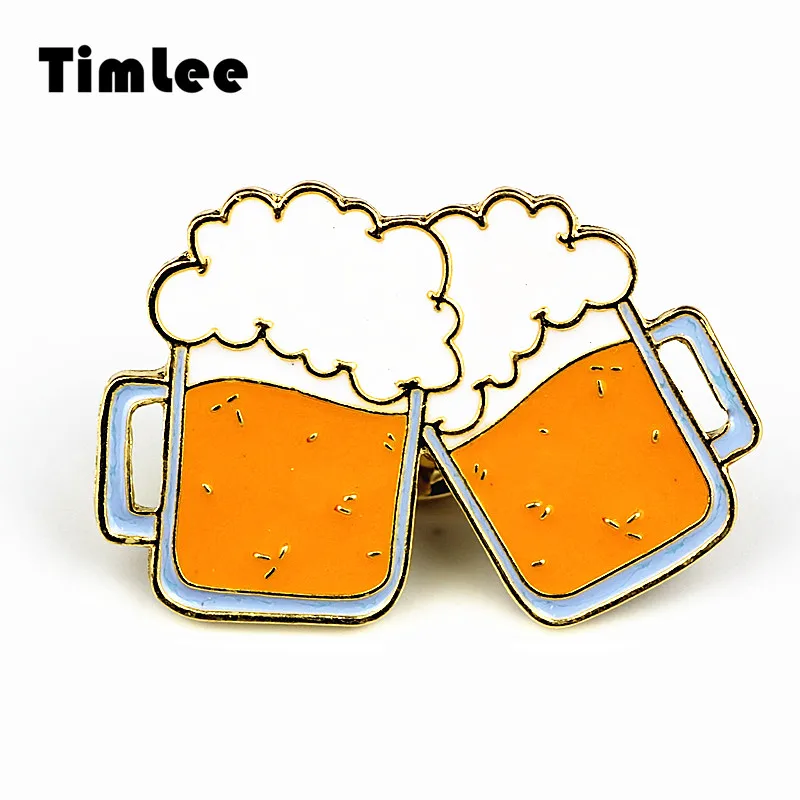 

Timlee X223Cartoon Cute Two Beer Cup Metal Brooch Pins Gift Wholesale