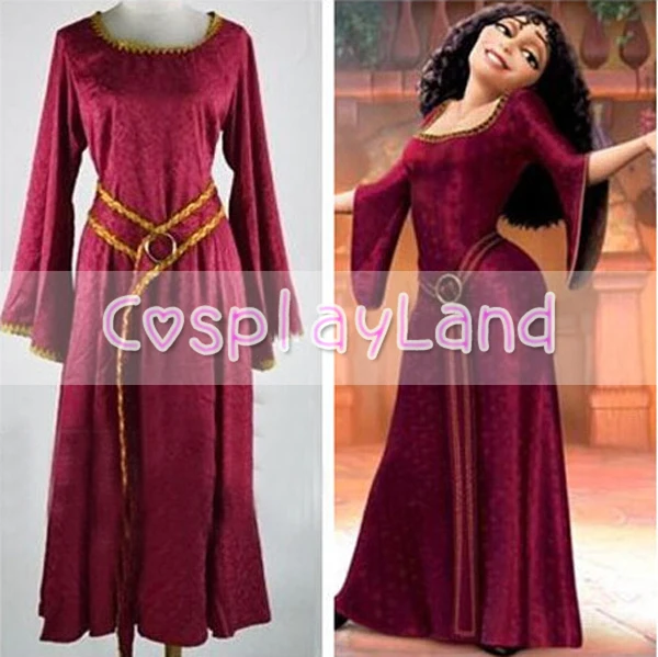 Rapunzel Tangled Mother Gothel Dress Costume Cosplay Adult Woman's Medieval Dress Party Cosplay Costume ruffles 2029 gaess medieval dress costume cartoon character costumes dress medieval dress