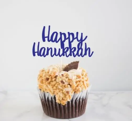 

Блестящие золотые счастливые Hanukkah вечерние Закуска Выбирает зимний кекс топперы годовщина пончик зубочистки