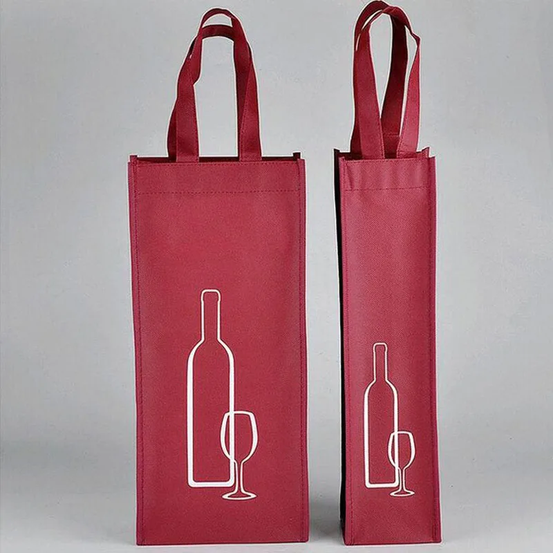 100pcs Portable Non woven Fabric Red Wine Storage Bag For One/Double