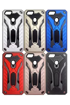 

Dual Layer Armor Cover For Oppo F9 Soft TPU+PC Hard Back Slim Shockproof Tank Phone Cover For Oppo F9 Pro With Stand Case