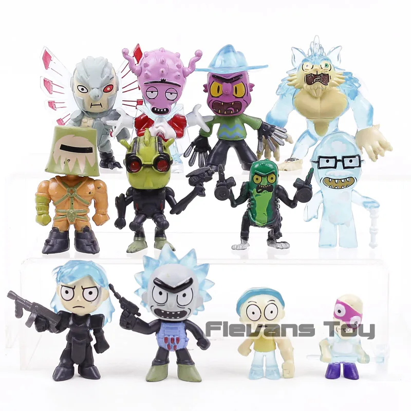 

12pcs/set Rick And Morty Character Rick Pickle Morty Q Mr. Meeseeks PVC Action Figure Model Toys 5~7cm