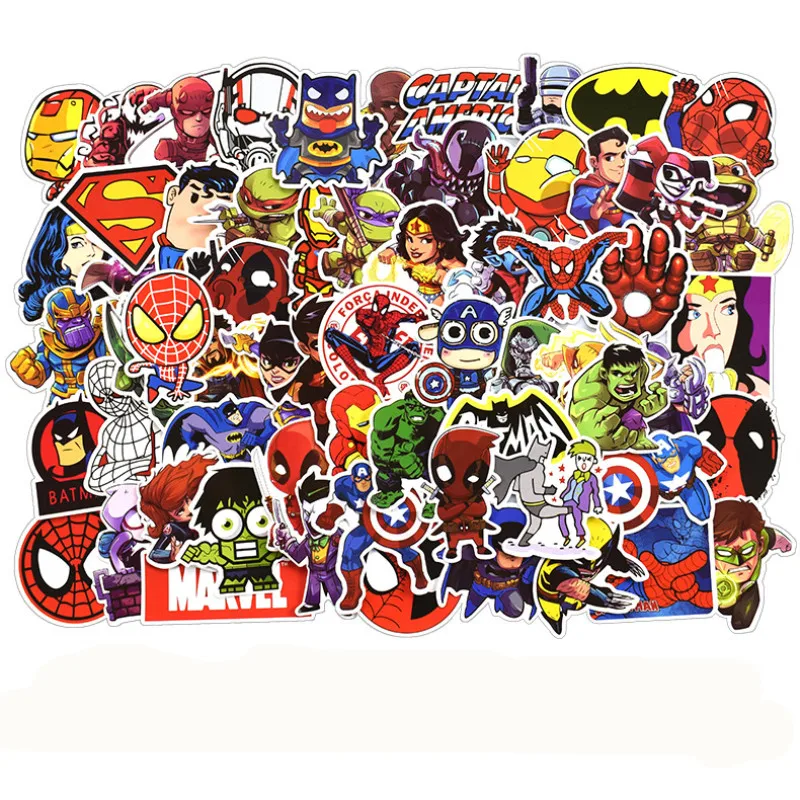 

25 50 100 Pcs PVC Waterproof Sticker Don't repeat Avengers Super Hero Cool Stickers for Laptop Car Styling Phone Luggage