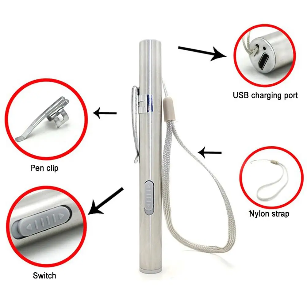 Портативный usb зарядка светодиодный светильник s водонепроницаемый фонарь светильник из нержавеющей стали диагностический ручка светильник s для ученика проверка для врача