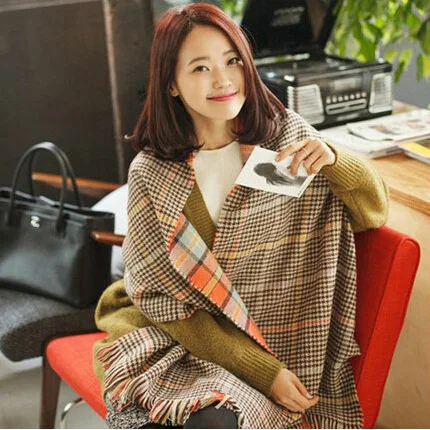 woman winter acrylic cashmere font b tartan b font plaid scarf brand blanket shawl designer pashmina