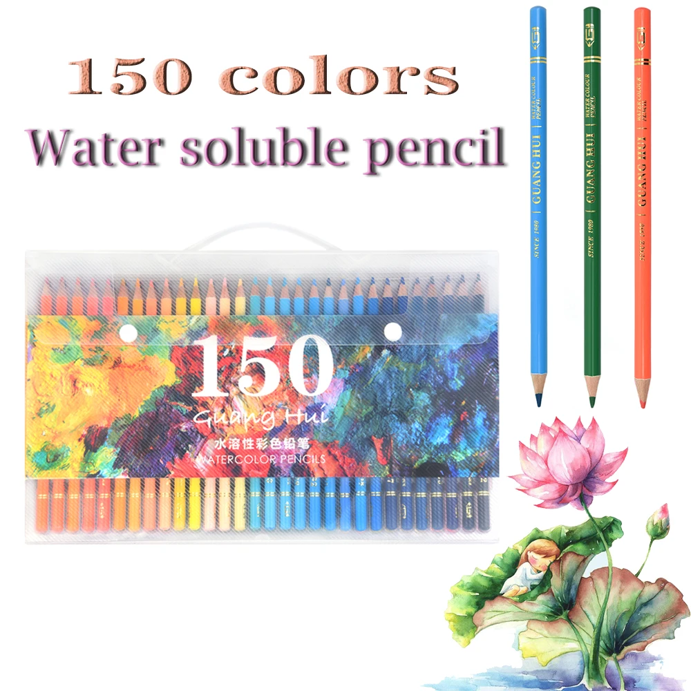 Art Supplies 150 Colors Soft Watercolor Pencils Wood Water Soluble Coloured Pencils Set For Lapis De Cor Painting Sketch School