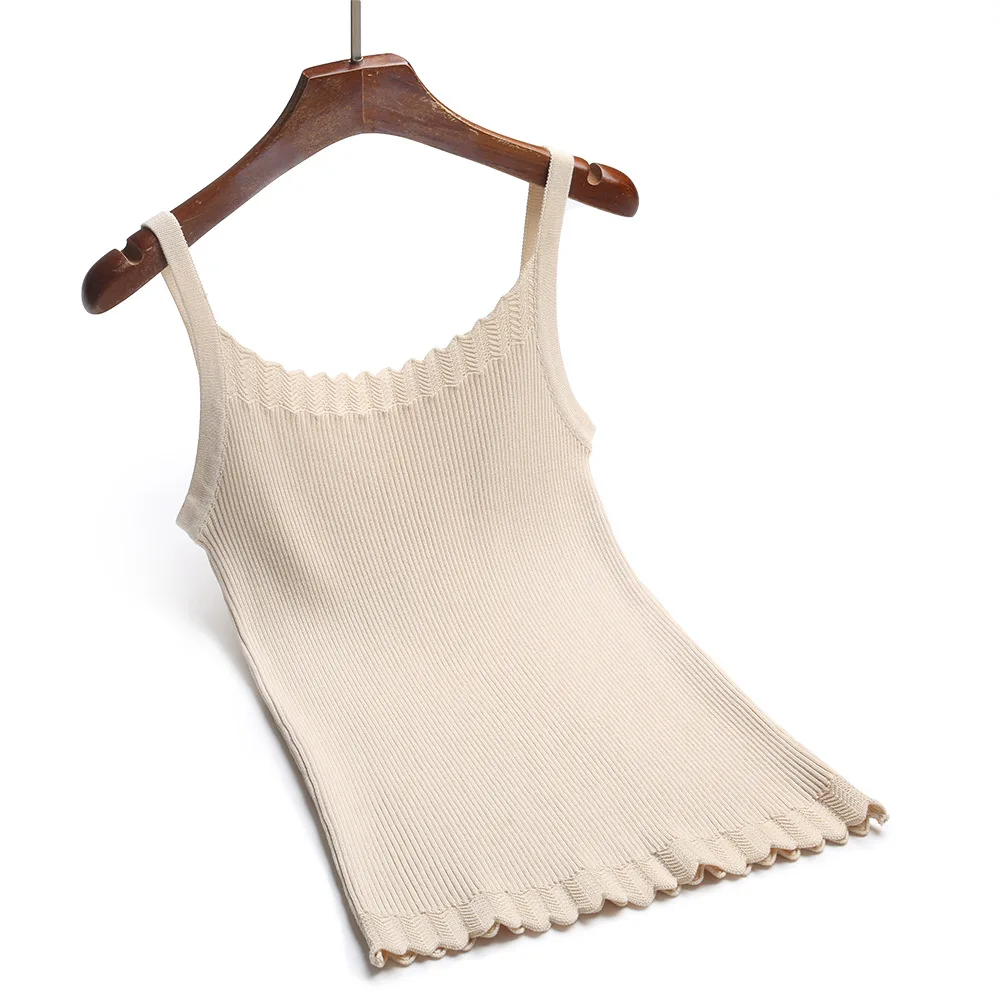 GIGOGOU Высококачественная Летняя женская майка без рукавов, сексуальный трикотажный топ, модный сексуальный жилет, удобная женская футболка - Цвет: Apricot D822