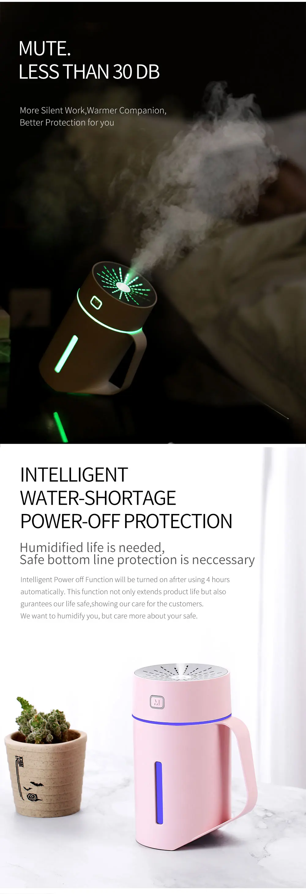 420ML USB Humidifier Portable Mini Cup Shape Humidificador Aroma Oil Diffuser with Seven Color Night Lamp for Home Office Car (3)