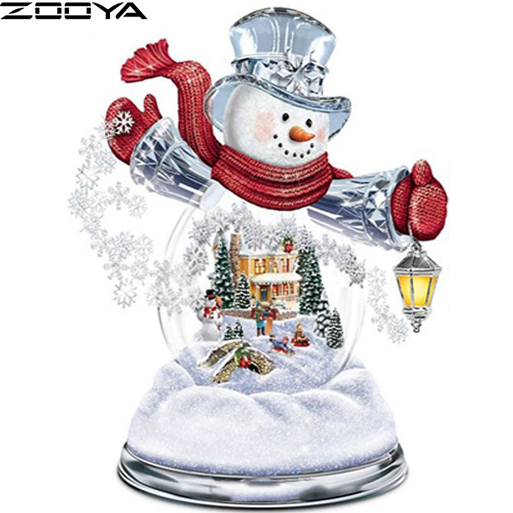 

ZOOYA Diamond Painting Cross-Stitch Diamond Embroidery Snowman Christmas Rhinestone Painting Home Decor Needlework Mosaic R1406