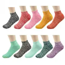 Для женщин носки Винтаж толстая нитка носки до лодыжки Sweet-Цветной хлопковые носки-следки
