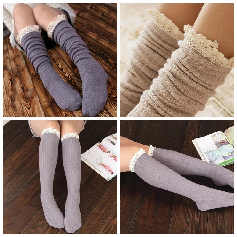 

Women fashion Lace stockings Knitted Boot Cuffs 7mixed color 24pairs/lot #3885