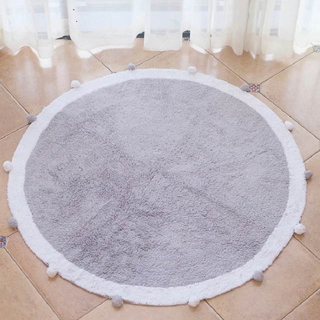 Round Rug Tapete Infantil Nordic Soft Cotton Fluffy Floor Mat Rugs Kilim for Baby Children Bedroom Living Room Pink Grey Blue 3