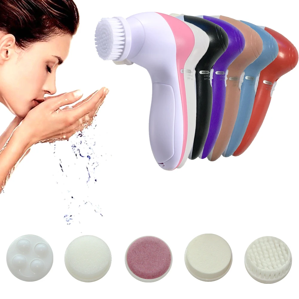 5 IN 1 Electric Spin Brush Facial Skin Cleanser SPA Machine Cleaning