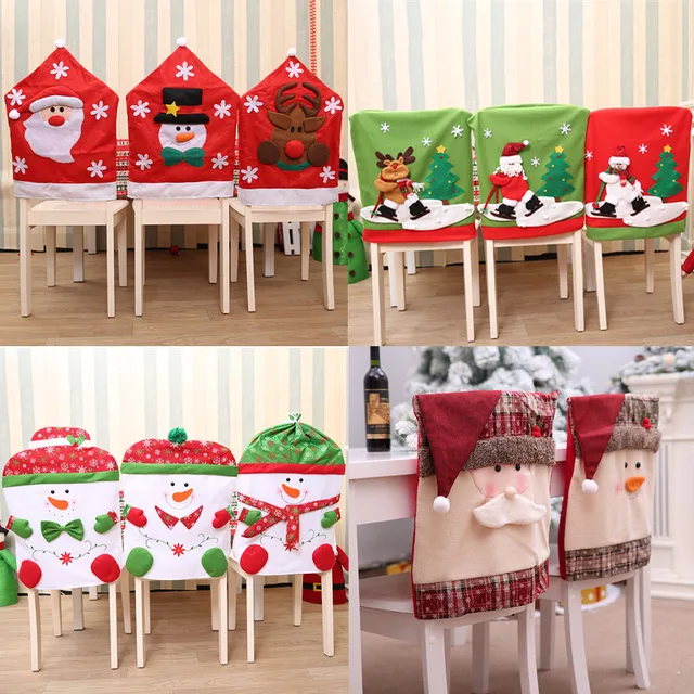 2019 New Christmas Chair Cover Santa Claus Snowman Deer Decorative
