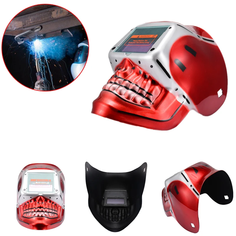 

Mayitr Solar Energy Automatic Darkening Electric Welding Helmet Skull Style Welder Grinding Cap Protective Mask Welding Machine