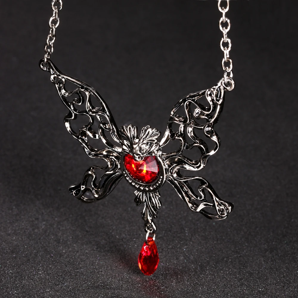 

2018 Vintage Skull Angel Necklaces & Pendants Retro crystal Punk Necklace