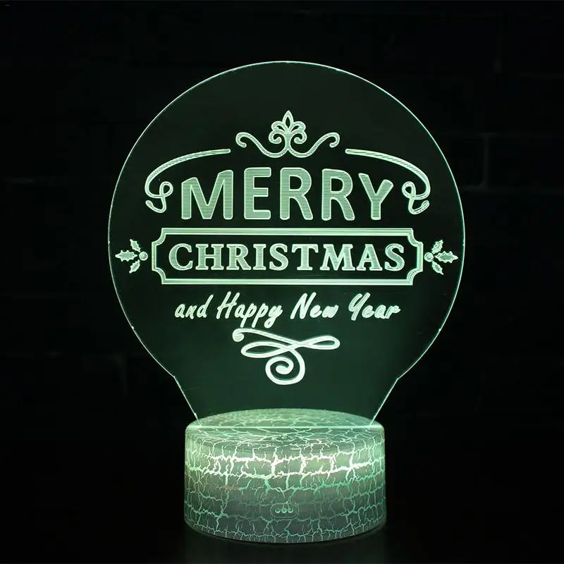 Creative 3D Merry Christmas Night Light 7 Colors LED Lamp Decoration Light Table Desk Lamp Touch