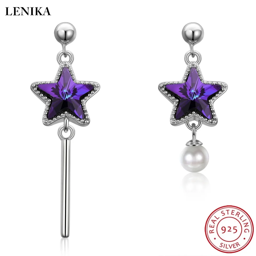 

LEKANI Trendy Star Earrings 925 Sterling Silver Earrings For Women Fine Jewelry Crystals From Swarovski 2018