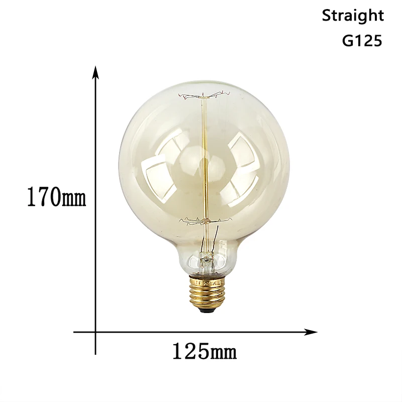 Светодиодный лампы Эдисона Ретро лампа накаливания E27 Винтаж в стиле ламп накаливания 220 V T45 лампы для домашнего декора Bombillas внутреннего освещения - Цвет: G125 straight