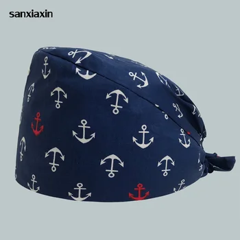 

Medical Scrub Cap Dentist Surgical Cap Hospital Work Hats Tieback Elastics adjustable Doctor Nurse scrubs Caps wholesale Women