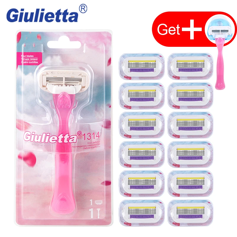 

Giulietta New 4 Layer Shaving Razor For Women Set ( 1 Handle & 13 Blades ) Patented Stainless Steel Safety Beauty Blade Shave