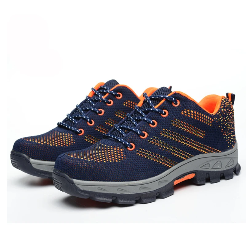 Spring Summer Work Shoes Men Fahion Mesh Breathable Steel Toe Casual
