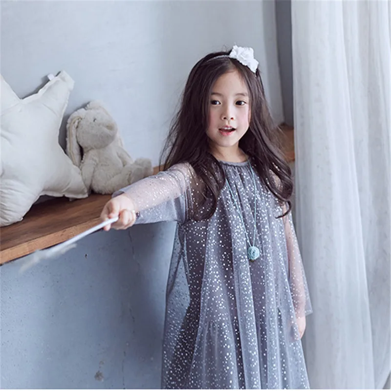 

Princess Costume Shining Baby Birthday Dress With Sleeves Girls Tunic Dress Christmas Kids Clothing Robe Fille Children Dresses
