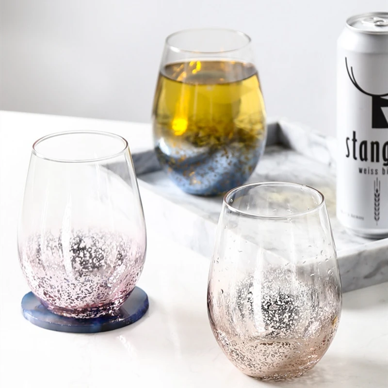 

1 piece 550ml Transparant star glass cup with metal base drink glass juice wine cup for gift