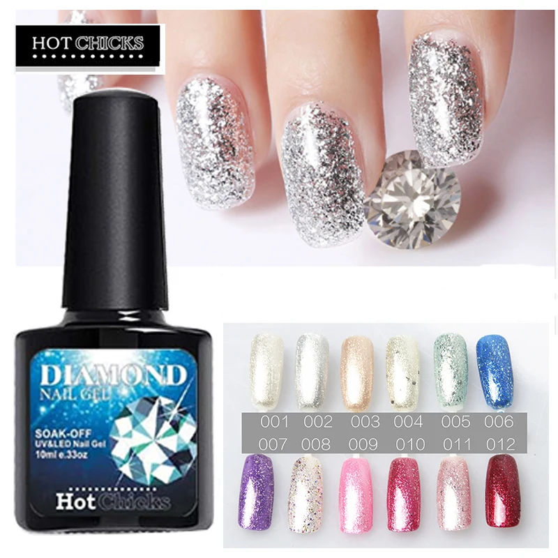HOTCHICKS Diamond Glitter Semi Permanent Gel Nail Polish uv gel nail