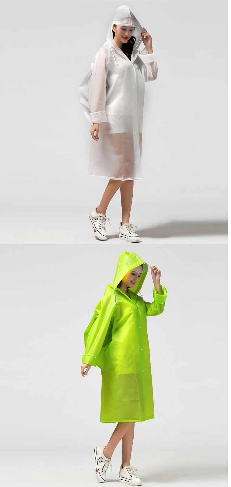 Women Transparent Portable Long Raincoats 21