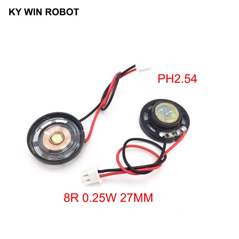 

2pcs/lot New Ultra-thin Toy-car horn 8 ohms 0.25 watt 0.25W 8R speaker Diameter 27MM 2.7CM with PH2.54 terminal wire length 10CM