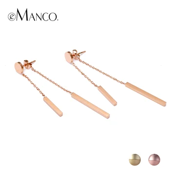 

eManco Geometric Drop Earrings Rose Gold Color Stainless Steel Earring For Women European Trendy Jewelry for Friend Gift