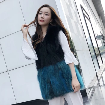 

Winter Women Faux Fox Fur Jacket Female Long Coat New Autumn Outerwear Fur Vests Fashion Faux Fur Vest Women