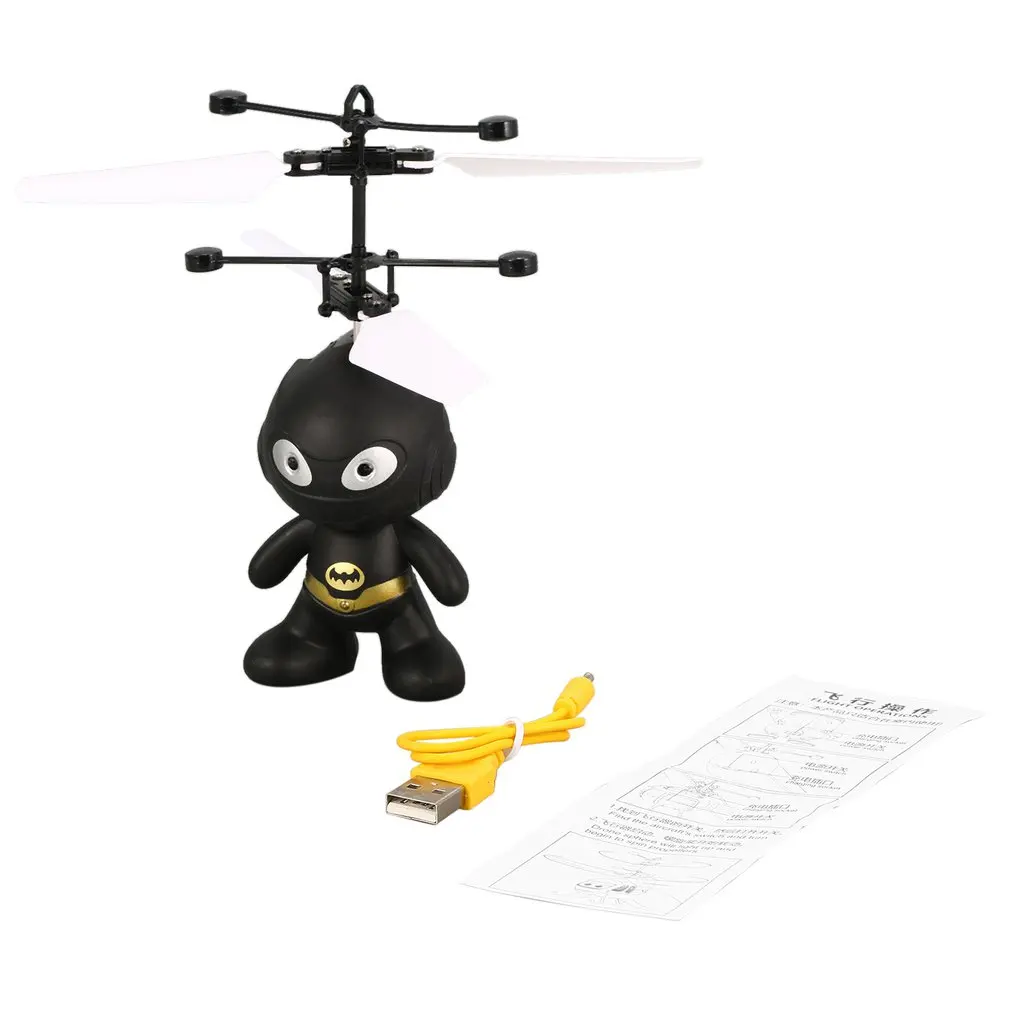 Летающий мультяшный робот индукционный самолет зондирующий контроль светильник USB Вертолет электронный самолет игрушка для детей Подарки - Цвет: 3